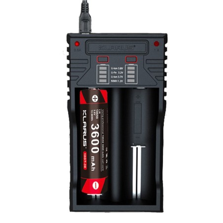 Chargeur double K2 2 en 1 pour batteries rechargeables 18650/16340/14500