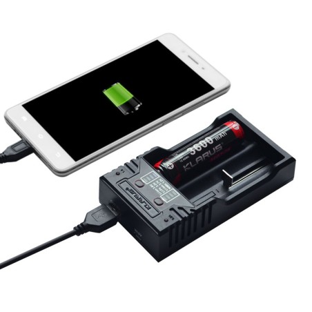 Chargeur double K2 2 en 1 pour batteries rechargeables 18650/16340/14500