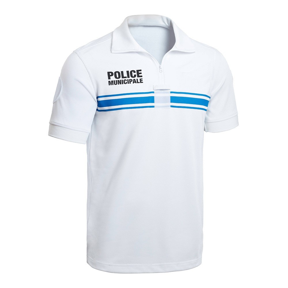 Polo manches courtes Police Municipale P.M. ONE blanc