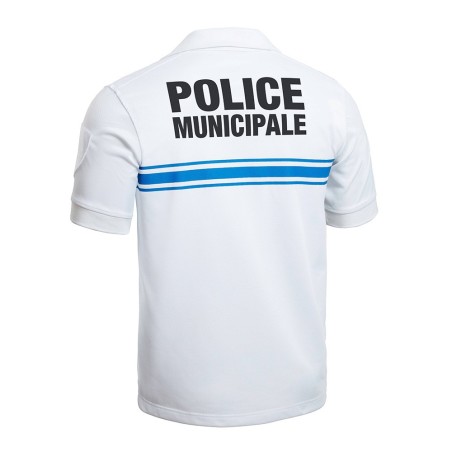 Polo manches courtes Police Municipale P.M. ONE blanc