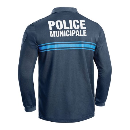 Polo manches longues Police Municipale P.M. ONE bleu