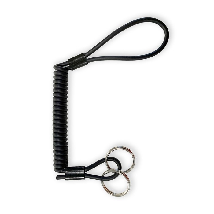 Dragonne de sécurité Kevlar 80 cm noir avec anneaux porte-clés