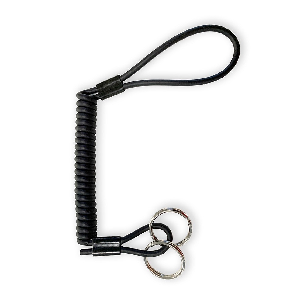 Dragonne de sécurité Kevlar 80 cm noir avec anneaux porte-clés