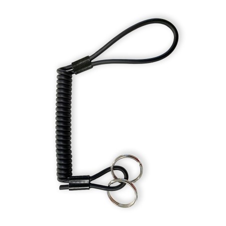Dragonne de sécurité Kevlar 80 cm noir avec anneaux porte-clés