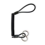 Dragonne de sécurité Kevlar 80 cm noir avec anneaux porte-clés