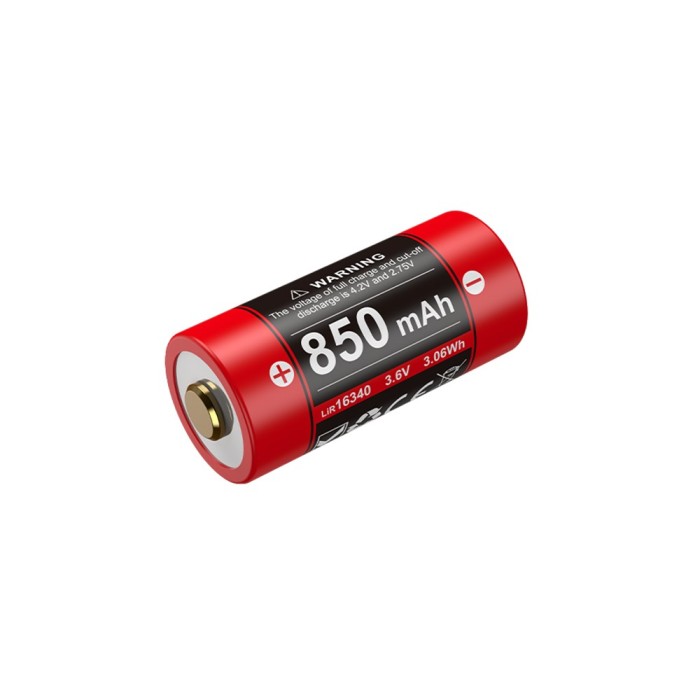 Batterie rechargeable 16340 3.6V 850 mAh avec port USB type-C