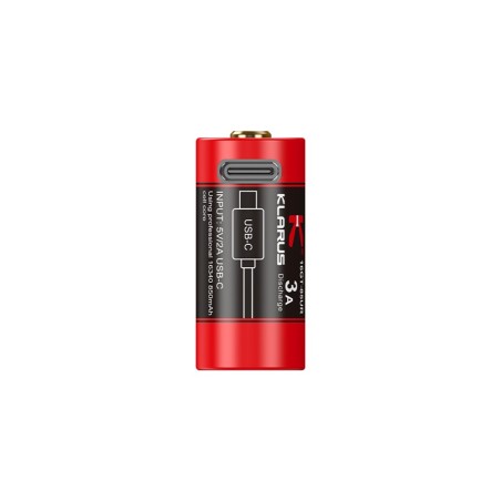Batterie rechargeable 16340 3.6V 850 mAh avec port USB type-C