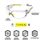 Lunettes de protection balistique Type-N écran ambré