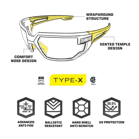 Lunettes de protection balistique Type-X verres fumé