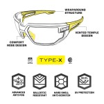 Lunettes de protection balistique Type-X verres ambré