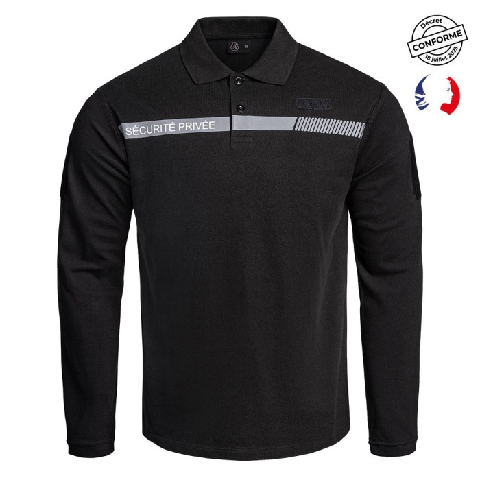 Polo SÉCU-ONE manches longues Sécurité Privée noir