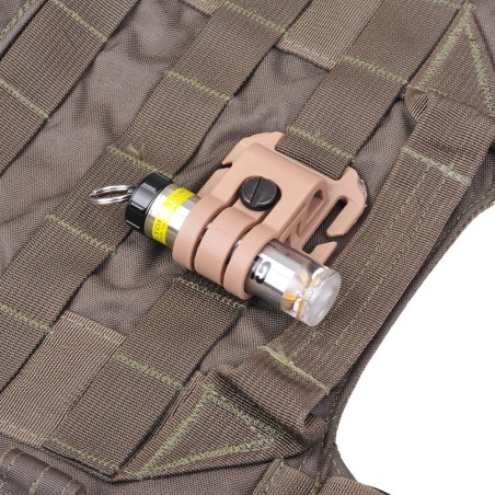 Système de fixation pour casque tactique et passants M.O.L.L.E pour lampe GLO-TOOB tan