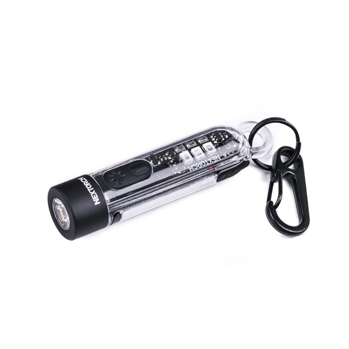 Lampe porte-clés rechargeable multifonctions K40 - éclairage blanc, rouge et bleu + UV - 700 lumens