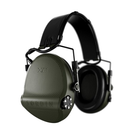 Casque anti-bruit Suprême X2 vert olive avec serre-tête cuir noir et anneaux d'hygiène en mousse