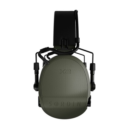 Casque anti-bruit Suprême X2 vert olive avec serre-tête cuir noir et anneaux d'hygiène en mousse