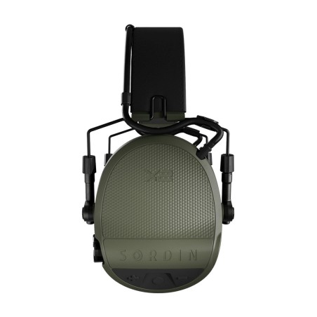 Casque anti-bruit Suprême X2 vert olive avec serre-tête cuir noir et anneaux d'hygiène en mousse