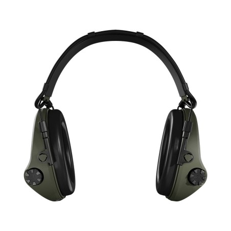 Casque anti-bruit Suprême X2 vert olive avec serre-tête cuir noir et anneaux d'hygiène en mousse