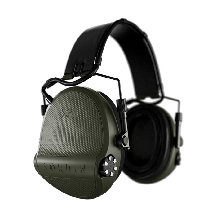 Casque anti-bruit Suprême X2 vert olive avec serre-tête cuir noir et anneaux d'hygiène en gel