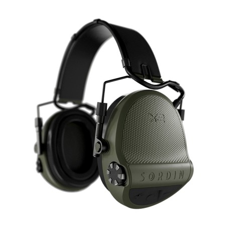 Casque anti-bruit Suprême X2 vert olive avec serre-tête cuir noir et anneaux d'hygiène en gel