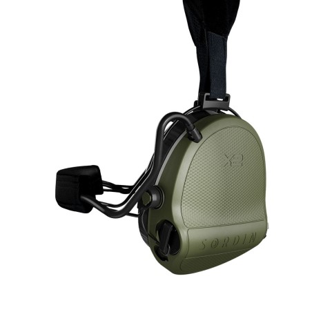 Casque anti-bruit Suprême X2 vert olive avec serre-nuque tissu noir et anneaux d'hygiène en gel