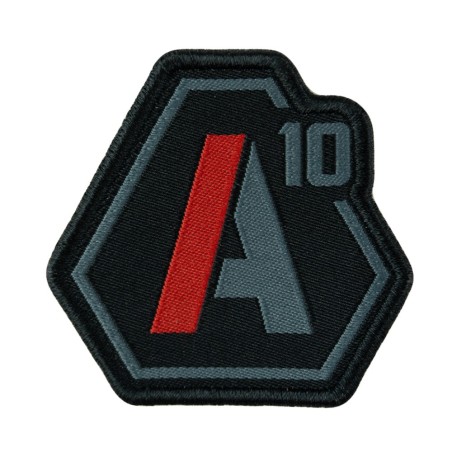 Patch SIGNATURE logo A10 brodé gris béton/rouge