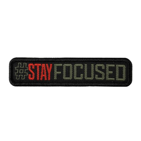 Patch SIGNATURE STAY FOCUSED brodé vert olive/rouge