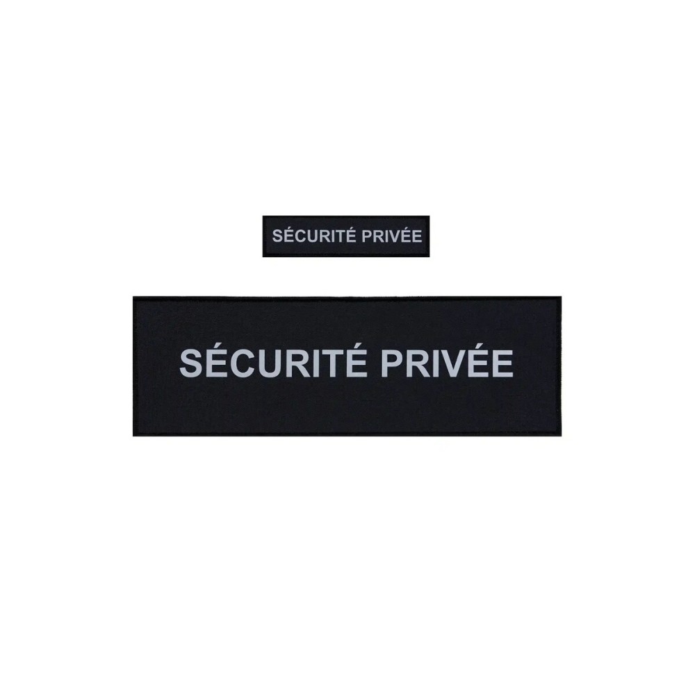 Pack Flaps “SECURITE PRIVEE” Noir HV (poitrine et dos) 3x12cm+10x30cm