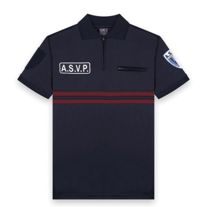 Polo ASVP Manches Courtes Zippé Maille Respirante