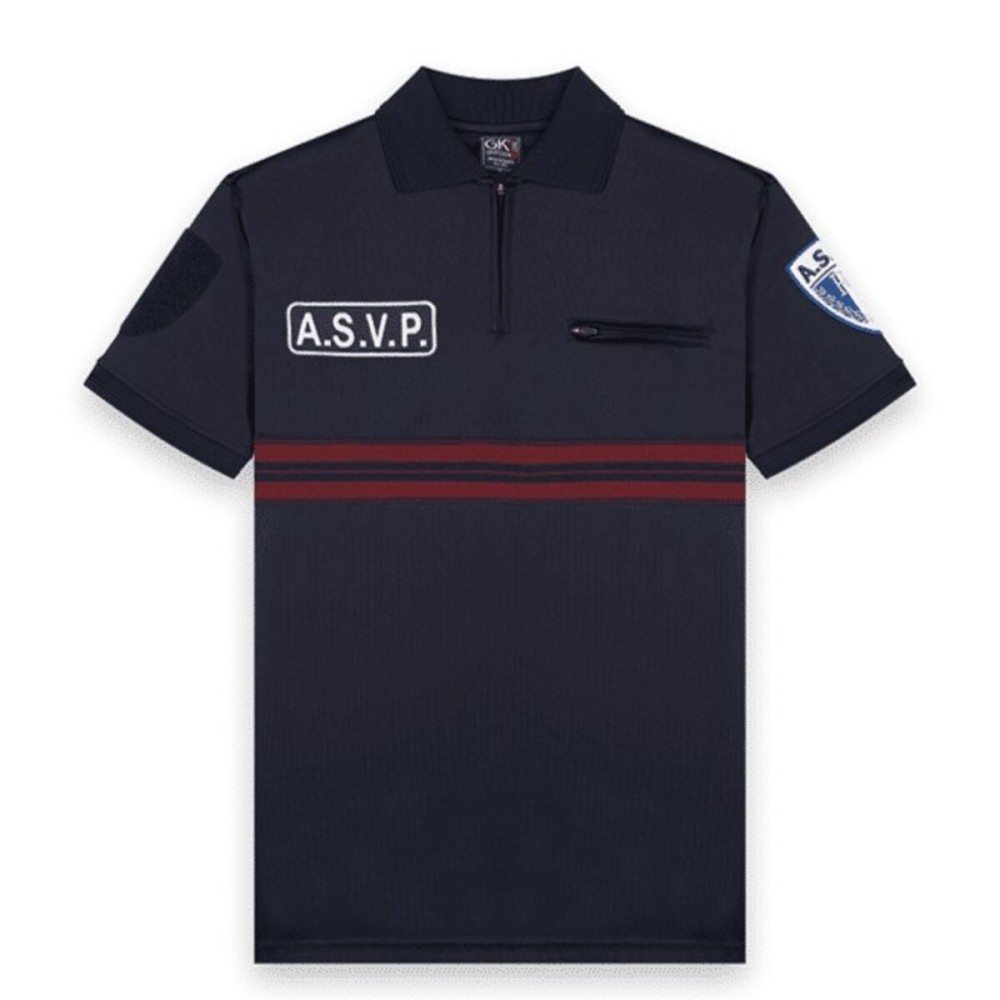 Polo ASVP Manches Courtes Zippé Maille Respirante