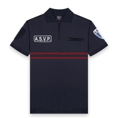 Polo ASVP Manches Courtes Zippé Maille Respirante